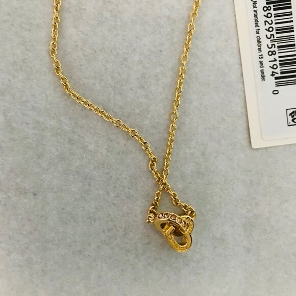 COACH HEART  SIGNATURE LONG STATION NECKLACE IN GOLD TONE 34" and Storag Bag - Picture 12 of 13